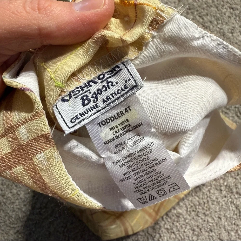 Oshkosh B’Gosh vtg 4T girls dress brown cream plaid 90s